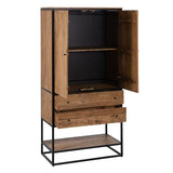 Cupboard LENNOX Black Natural 90 x 45 x 190 cm-7