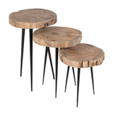 Set of 3 tables Natural Iron 40 x 38 x 62,3 cm (3 Units)-0