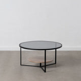 Centre Table Black Natural Crystal Iron MDF Wood 75 x 75 x 40 cm-5