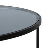 Centre Table Black Natural Crystal Iron MDF Wood 75 x 75 x 40 cm-4