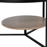 Centre Table Black Natural Crystal Iron MDF Wood 75 x 75 x 40 cm-2
