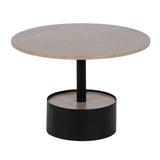 Centre Table Black Natural Iron MDF Wood 65 x 65 x 37,5 cm-0