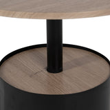 Centre Table Black Natural Iron MDF Wood 65 x 65 x 37,5 cm-3