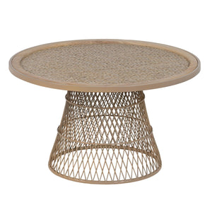 Centre Table Beige Iron Rattan 70 x 70 x 39,5 cm-0