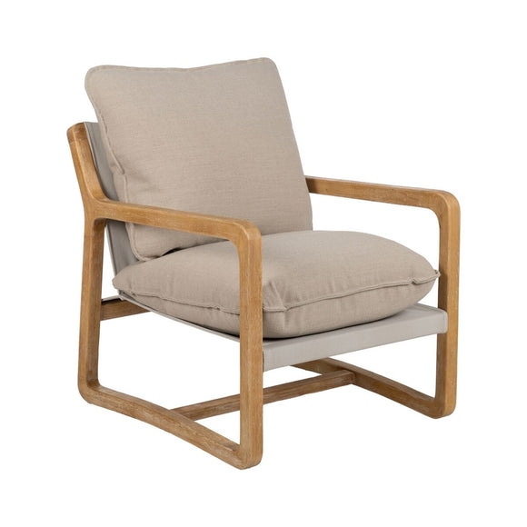 Armchair Beige Natural Rubber wood Sponge Ash wood Foam 65 x 69 x 83 cm-0