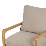 Armchair Beige Natural Rubber wood Sponge Ash wood Foam 65 x 69 x 83 cm-5