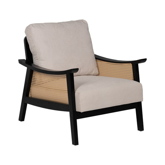 Armchair Black Beige Polyethylene Rubber wood MDF Wood Foam 100 % polyester 69,5 x 83 x 80 cm-0