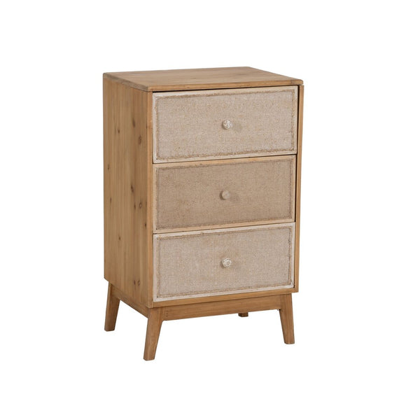 Nightstand GEREL Natural Fir wood MDF Wood Natural Fibre 46 x 37 x 76 cm-0