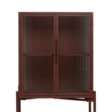 Display Cabinet With Double Glass Doors Tile Crystal Iron 70 x 36 x 143 cm-3