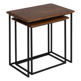 Side table LAGOM Black Natural Iron Rubber wood 60 x 40 x 60 cm 50 x 35 x 53 cm 2 Pieces (2 Units)-8