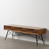 Centre Table LAGOM Black Natural Iron Rubber wood 150 x 40 x 50 cm-9