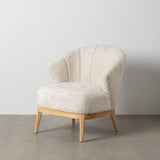 Armchair Cream Natural Rubber wood Foam Fabric 71 x 75 x 76 cm-1