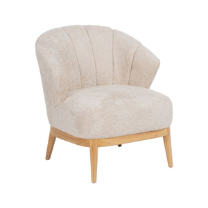 Armchair Cream Natural Rubber wood Foam Fabric 71 x 75 x 76 cm-0