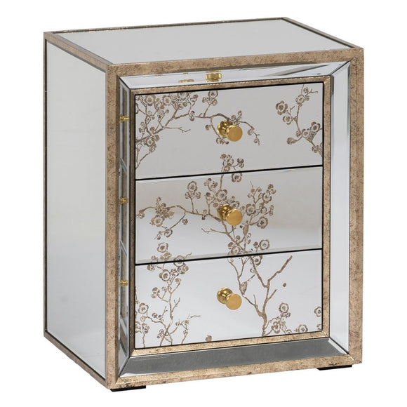 Nightstand CHLOE Golden Mirror Crystal MDF Wood 49 x 40 x 60 cm-0