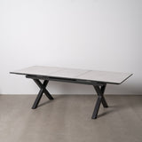 Dining Table White Black Ceramic Aluminium Crystal 180 x 100 x 77 cm-9