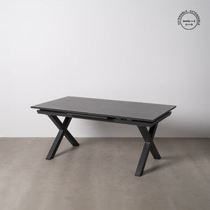 Dining Table Anthracite Ceramic Aluminium Crystal 180 x 100 x 77 cm-0