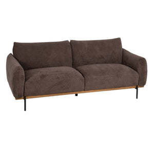 3-Seater Sofa Brown Wood 210 x 89 x 86 cm-0