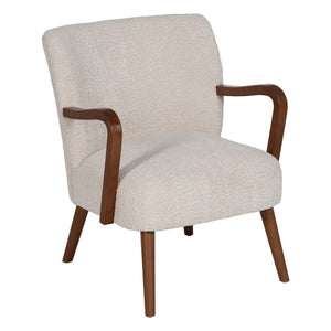 Armchair Beige Natural Polyester Rubber wood Sponge 56 x 56 x 78 cm-0