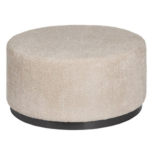 Pouffe Black Beige Metal Pine MDF Wood 80 x 80 x 41 cm-0