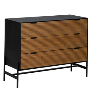 Chest of drawers ORLEANS Black Natural Iron MDF Wood 104 x 40 x 81,5 cm-0