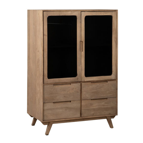 Cupboard BURNIE Black Natural Crystal Mango wood 107 x 40,5 x 142 cm-0