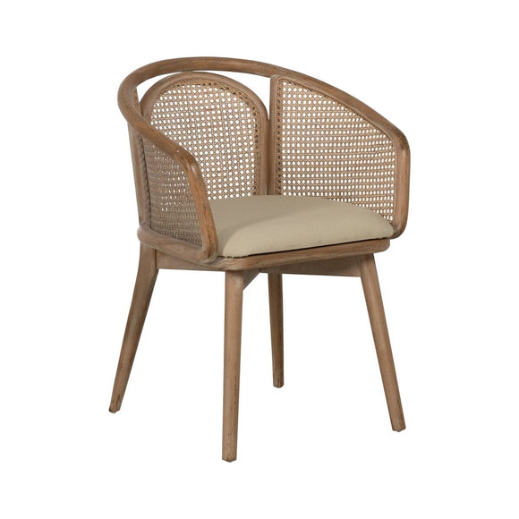 Dining Chair Beige Natural Rubber wood Cotton Polyester 59 x 47 x 81 cm-0