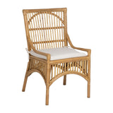 Dining Chair White Natural Synthetic Fabric-1