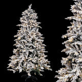 Christmas Tree White Green PVC Metal Polyethylene Snowfall 210 cm-1