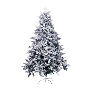 Christmas Tree White Green PVC Metal Polyethylene Snowfall 210 cm-0