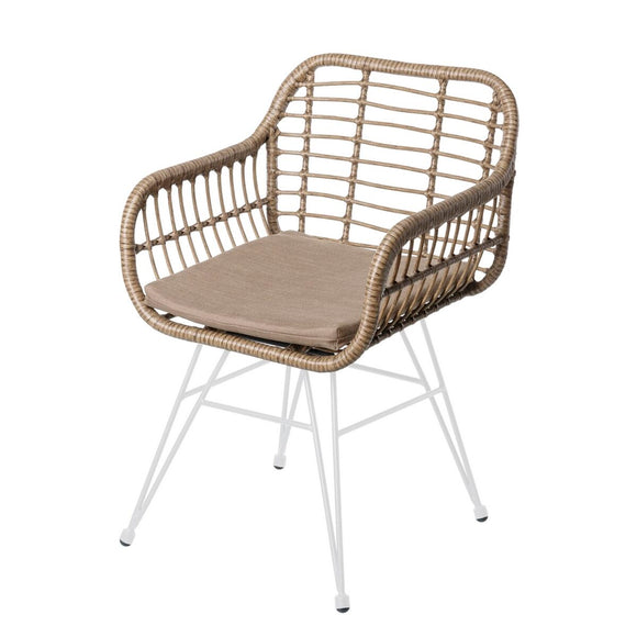 Garden chair Ariki 57 x 62 x 80 cm synthetic rattan Steel White-0