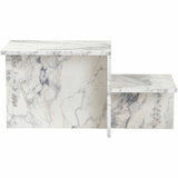 Centre Table Harmony White Grey 80 x 40 x 40 cm Marble-2