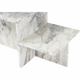 Centre Table Harmony White Grey 80 x 40 x 40 cm Marble-1