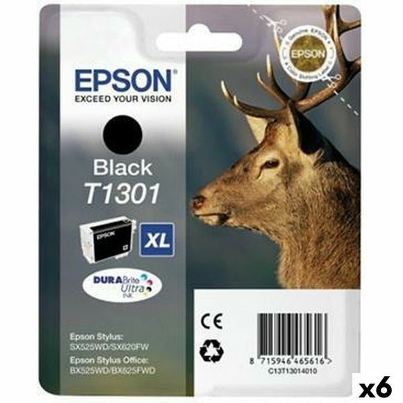 Original Ink Cartridge Epson SX525WD/620FW/ OFFICE B42WD/ 525WD/625FWD/925FWD Black (6 Units)-0