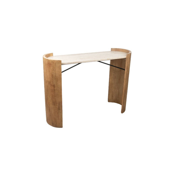 Console Romimex White Brown Beige Wood Marble MDF Wood 111 x 83 x 37 cm-0