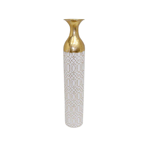 Floor vase Alexandra House Living White Golden Metal 15 x 86 x 15 cm-0