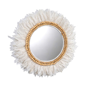 Wall mirror Romimex White Feathers 60 x 3 x 60 cm Circular-0