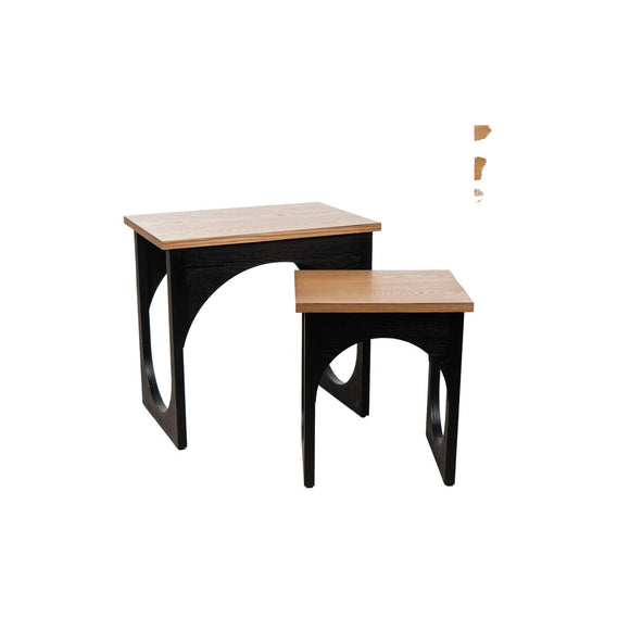 Tables set Romimex Black Natural MDF Wood 2 Pieces-0