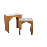 Tables set Romimex White Natural Wood Marble Rubber wood MDF Wood 2 Pieces-0