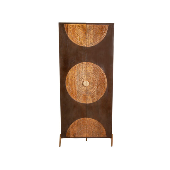 Cupboard Romimex Brown Metal Mango wood 75 x 180 x 45 cm-0