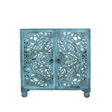 Sideboard Romimex Blue Mango wood 90 x 90 x 40 cm-0