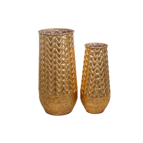 Set of 2 Vases Alexandra House Living Golden Metal 42 x 85 x 42 cm (2 Pieces)-0