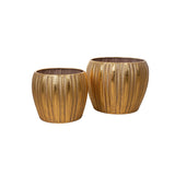 Set of Planters Romimex Golden Metal (2 Pieces)-0