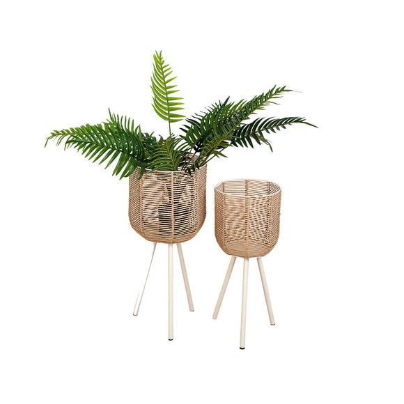 Set of Planters Romimex Rattan Legs (2 Pieces)-0