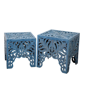 Tables set Romimex Blue Wood 2 Pieces-0