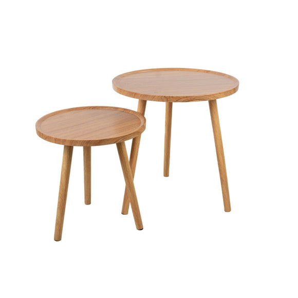 Tables set Romimex Natural Wood 2 Pieces-0