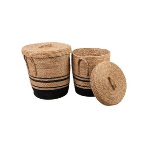 Set of Baskets Romimex Black Natural Rope 40 x 45 x 40 cm 2 Pieces-0