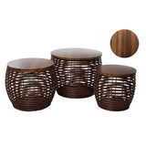 Tables set Romimex Brown Wood Fibre 3 Pieces-2