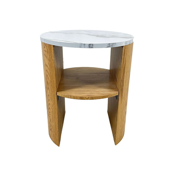 Side table Romimex White Natural MDF Wood 40 x 49 x 40 cm-0