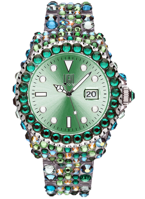 LIGHT TIME Mod. MEDITERRANEO - Full Strass / Green-0
