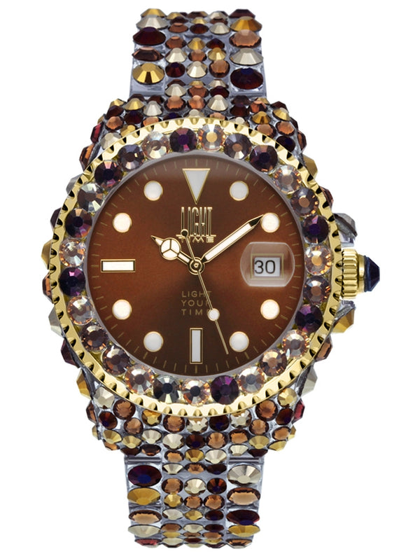 LIGHT TIME Mod. MEDITERRANEO - Full Strass / Brown-0